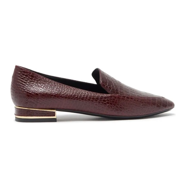 Aquatalia Perci Croc Embossed Leather Loafer in Oxiblood - Picture 3 of 7